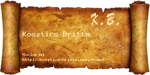 Kosztics Britta névjegykártya